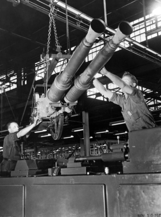 Photo: Chrysler Corporation workers making the first mass-produced Bofars antiaircraft guns. Credit: Franklin D. Roosevelt Presidential Library and Museum.