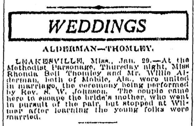 An article about Rhonda Belle Martin, Commercial Appeal newspaper 30 January 1922