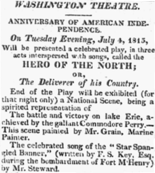 An article about "The Star-Spangled Banner," Daily National Intelligencer newspaper 3 July 1815