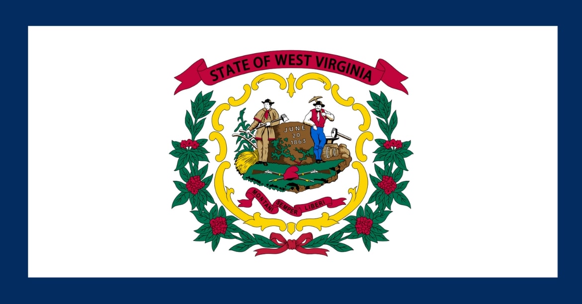 Illustration: West Virginia state flag. Credit: Wikimedia Commons.