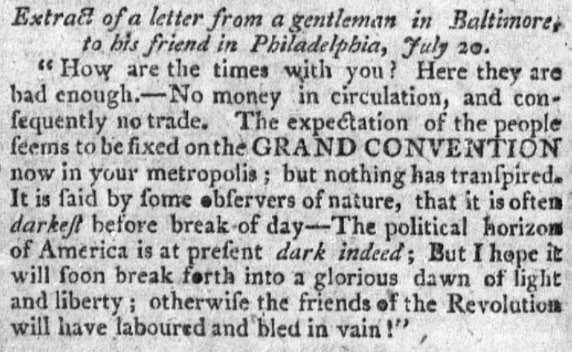 An article about the Constitutional Convention, New-York Packet newspaper 3 August 1787