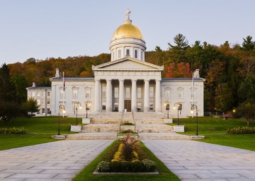 Photo: the Vermont State House (Capitol), Montpelier, Vermont. Credit: King of Hearts; Wikimedia Commons.