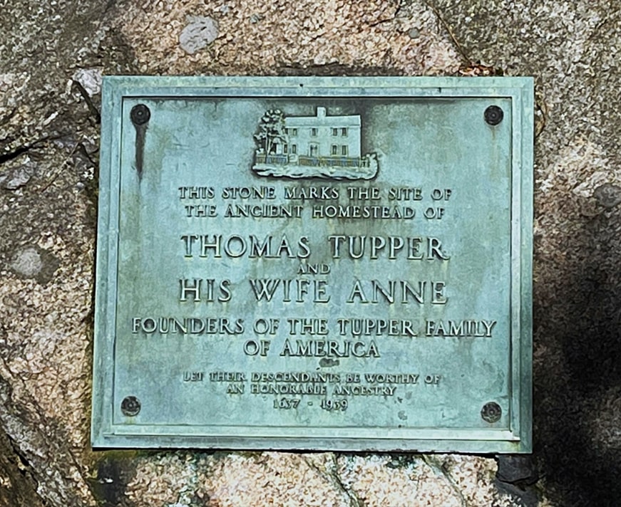 Photo: Tupper monument plaque. Credit: Ralph Cahoon and Historic Data Base.