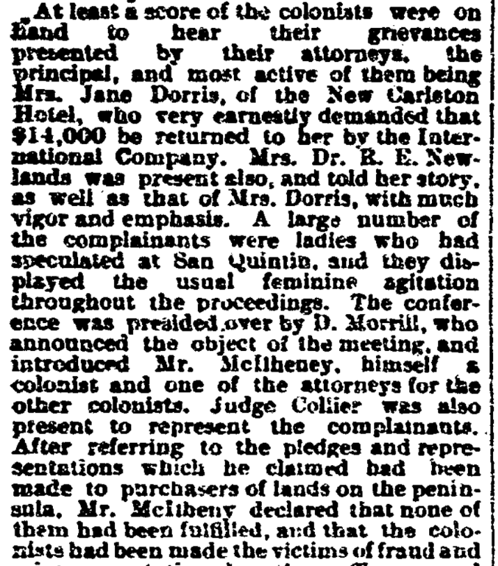 An article about a real estate scam, San Diego Union newspaper 10 October 1888