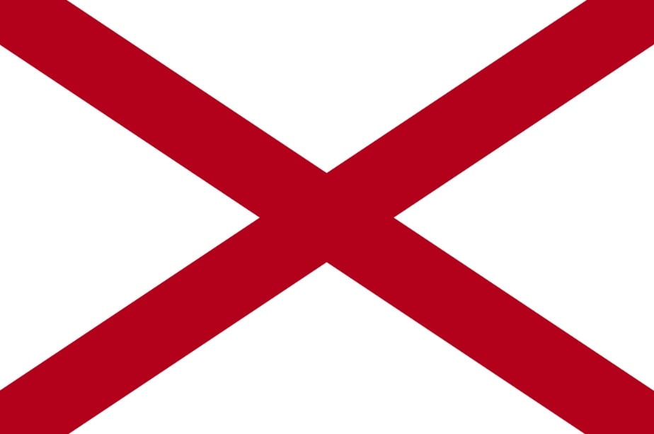 Illustration: Alabama state flag. Credit: Wikimedia Commons.