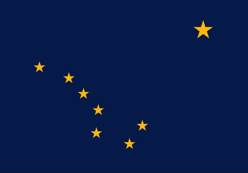 Illustration: Alaska state flag. Credit: Wikimedia Commons.