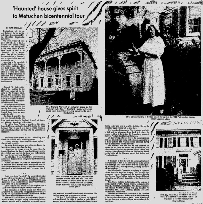 An article about the Ayers-Allen House, Newark Star-Ledger newspaper 29 April 1975