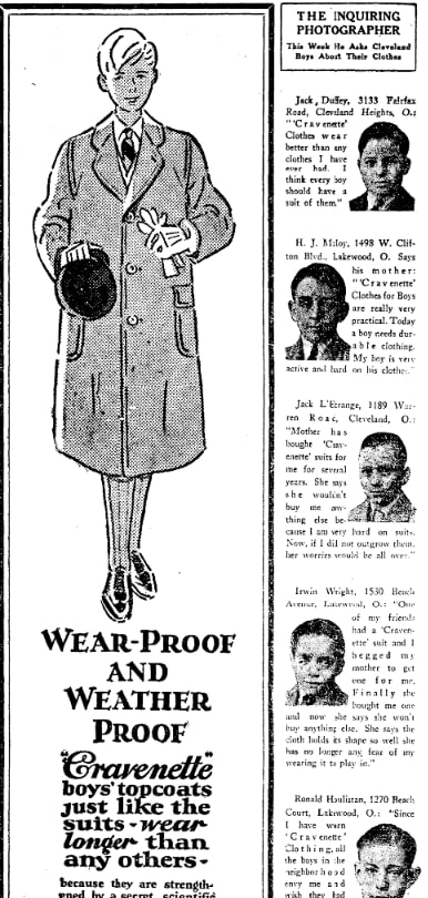 An "Inquiring Photographer" column, Plain Dealer newspaper 25 March 1927