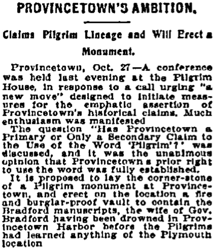 An article about the Pilgrim Monument, Boston Journal newspaper 28 October 1897