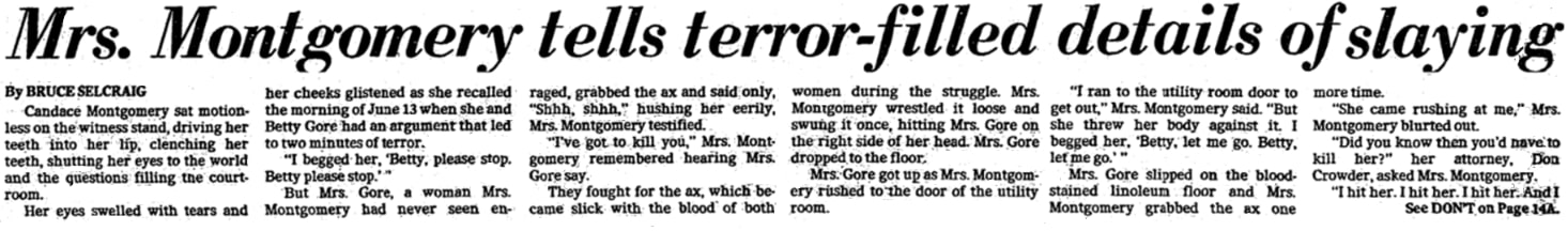 An article about the Candace Montgomery trial, Dallas Morning News newspaper 24 October 1980