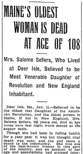 An article about Salome Sellers, Evening Bulletin newspaper 11 January 1909