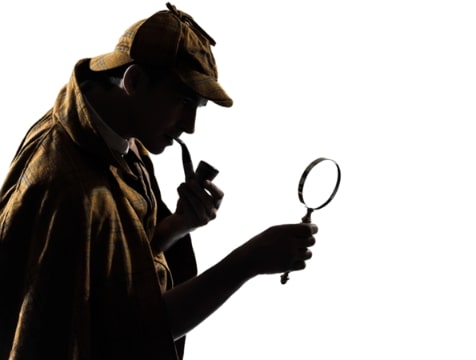 Illustration: Sherlock Holmes investigates a mystery. Illustration credit: https://depositphotos.com/home.html