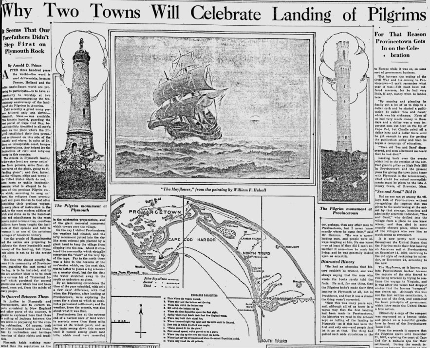 An article about the Pilgrim Monument, New York Tribune newspaper 28 December 1919