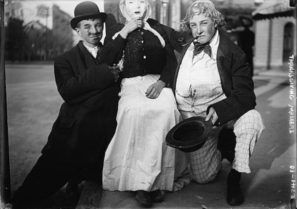 Photo: more Thanksgiving maskers, c. 1910. Credit: George Grantham Bain Collection; Library of Congress, Prints and Photographs Division.