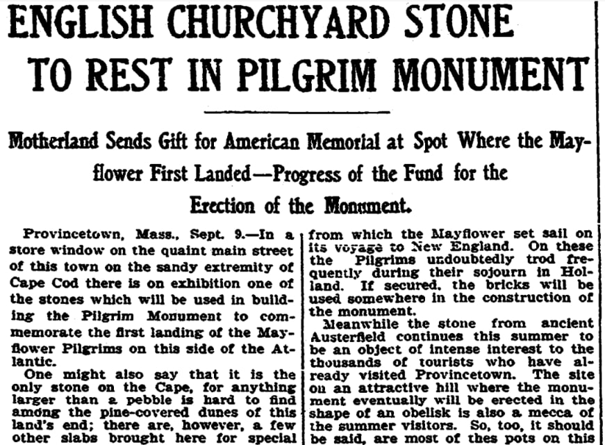 An article about the Pilgrim Monument, Trenton Evening Times newspaper 9 September 1905