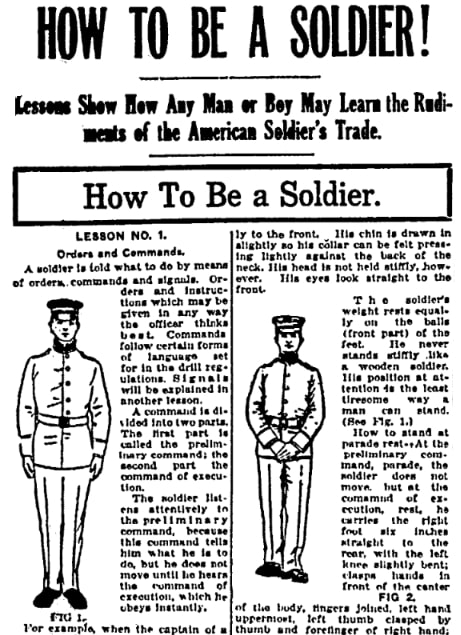 An article about being a soldier, Wilkes-Barre Times Leader newspaper 27 March 1916