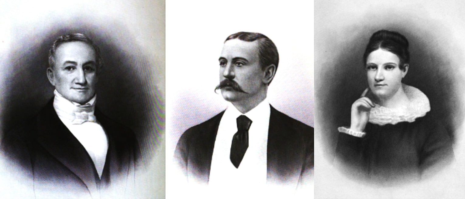 Illustrations: portraits of Benjamin Saxon Story (center) and his parents Benjamin Story and Ann Elizabeth “Eliza” (Clement) Story. Credit: “Louisiana; Comprising Sketches of Parishes, Towns, Events, Institutions, and Persons, Arranged in Cyclopedic Form, Vol 3,” 1909.