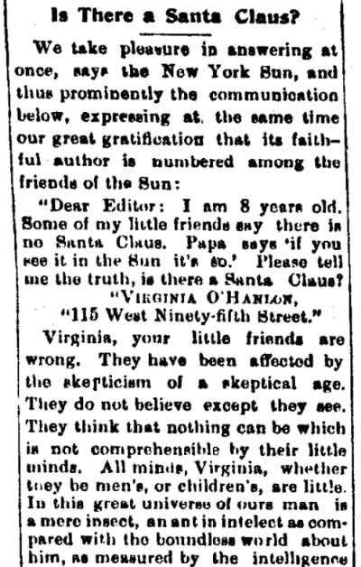 An article about Santa Claus, Elmore Bulletin newspaper 22 December 1897