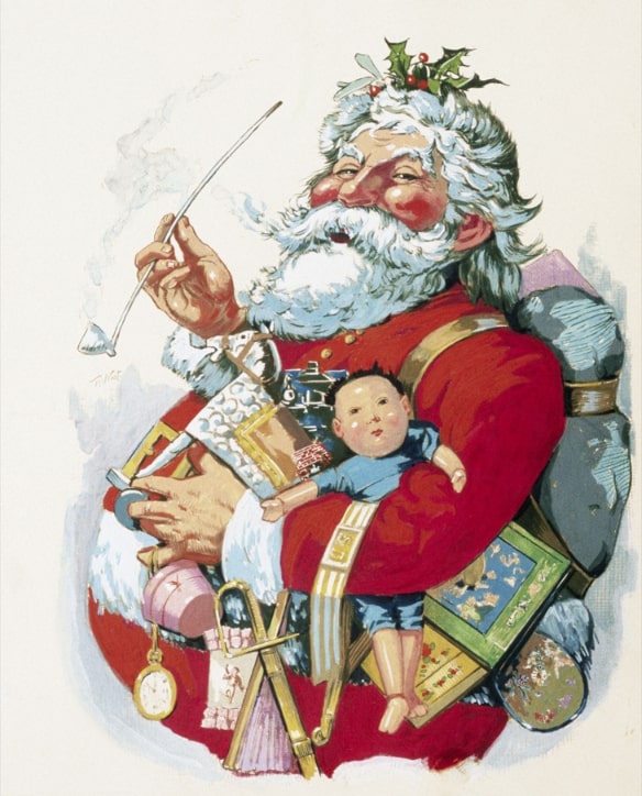 Illustration: colorized “Merry Old Santa Claus” by Thomas Nast, 1863. Credit: Wikimedia Commons.