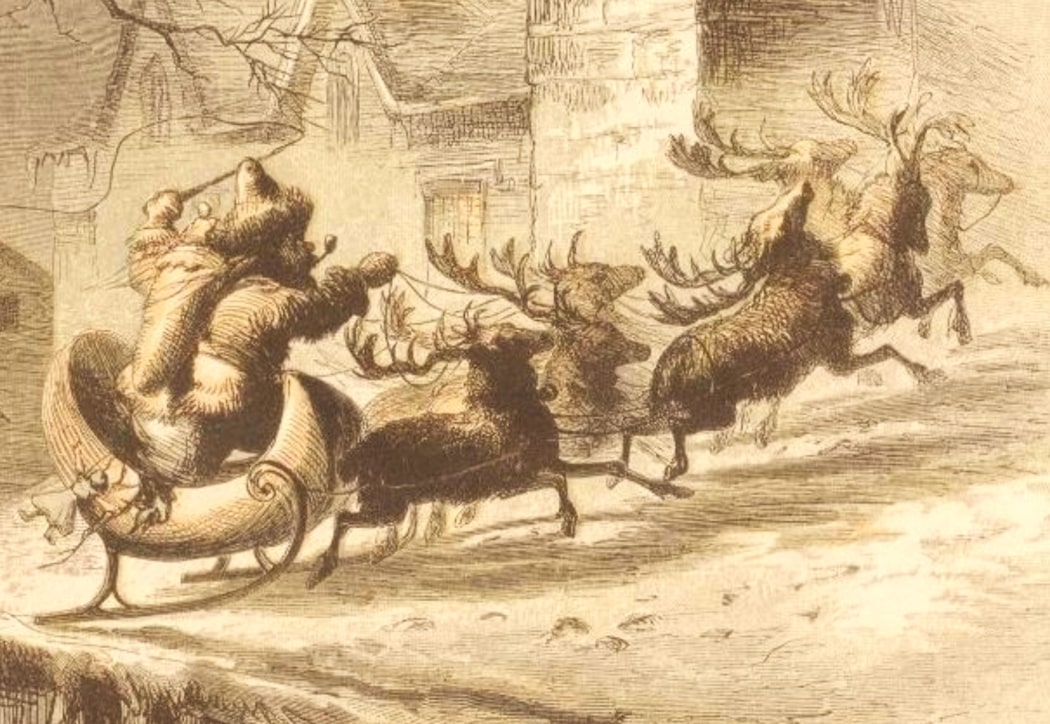 Illustration: an illustration from an early edition of “A Visit from St. Nicholas.” Credit: Project Gutenburg.