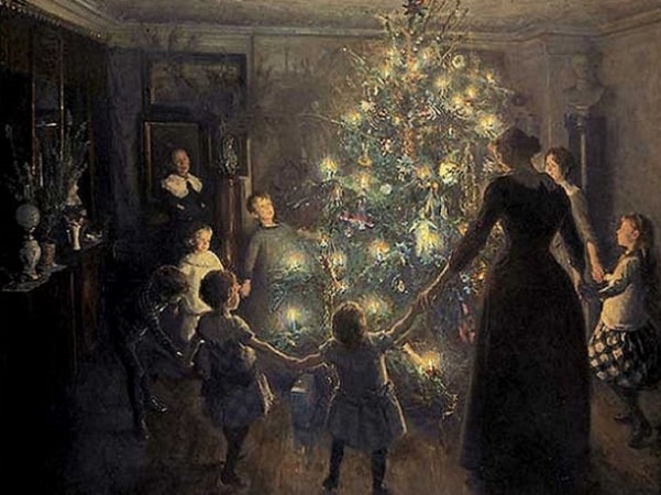 Illustration: “Happy Christmas” by Johansen Viggo, 1891. Credit: Wikimedia Commons