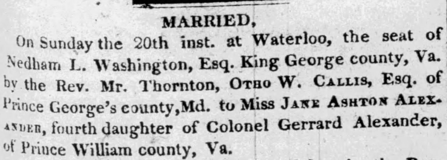 Photo: Washington-Alexander wedding announcement. Credit: University of Florida, George A. Smathers Library Digital Collection.