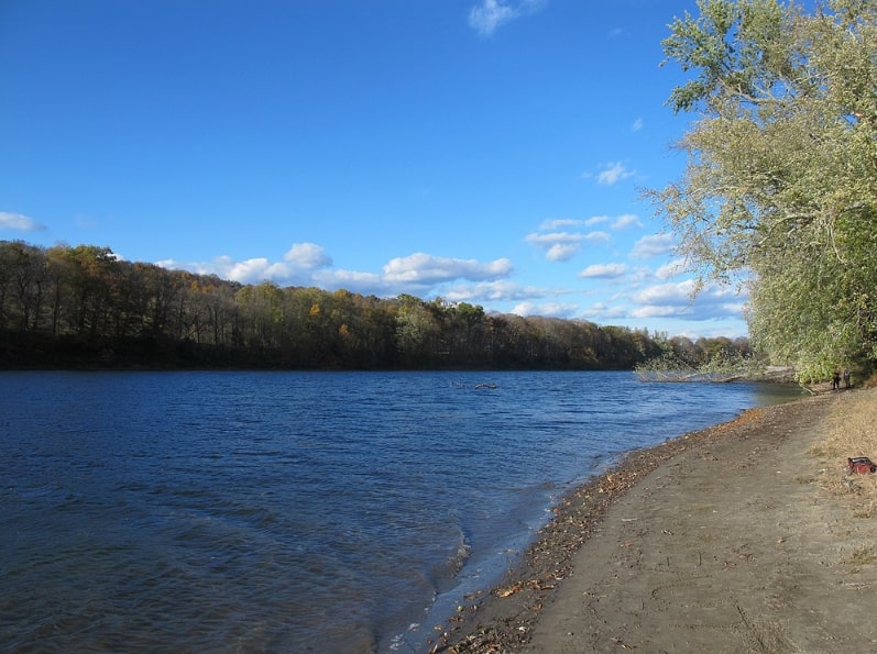 Photo: the Delaware River in the Delaware Water Gap Recreational Area. Credit: Kritzolina; Wikimedia Commons.