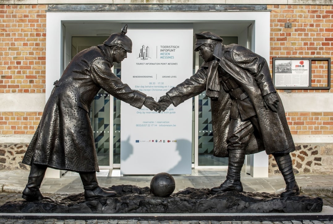 Photo: Christmas Truce memorial sculpture. Credit: Nicholas Philpot.