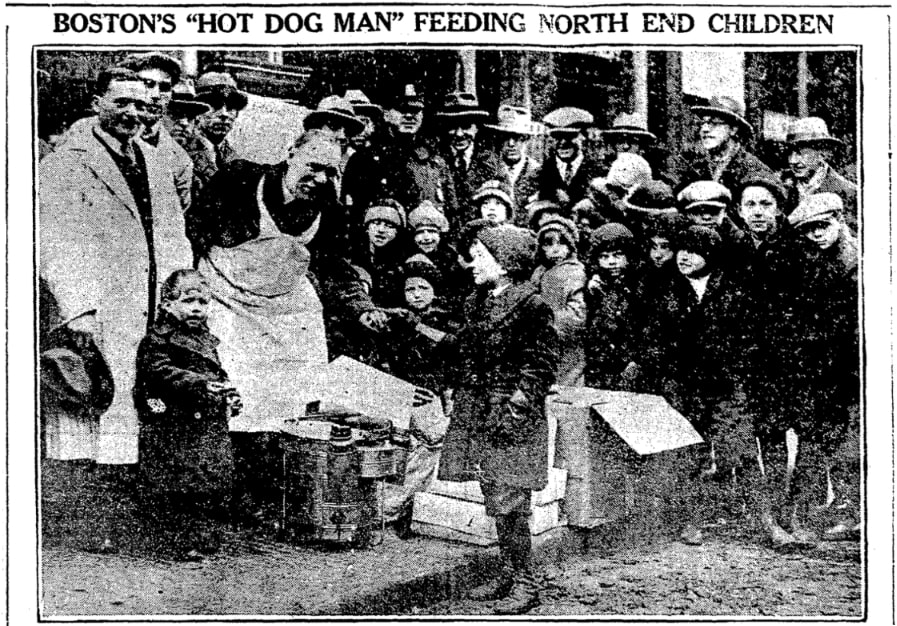 An article about Boston's "Hot Dog Santa," Boston Herald newspaper 2 January 1926