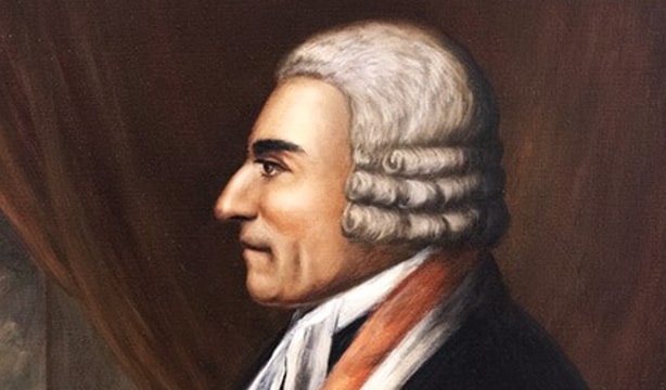 Illustration: close-up of the portrait of Chief Justice William Cushing. Credit: Supreme Court Historical Society, Washington, D.C.