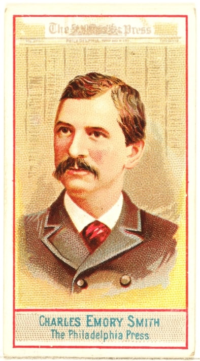 Illustration: Charles Emory Smith. Trade card from the “American Editors” series issued in 1887. Credit: Metropolitan Museum of Art, New York.
