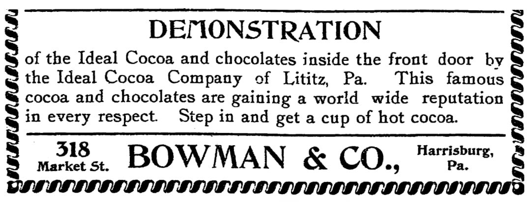An article about chocolate, Patriot newspaper 20 February 1904