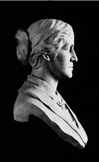 Photo: bust of Louisa May Alcott, c. 1880s, from New England Magazine Corporation, 1893. Credit: Wikimedia Commons.