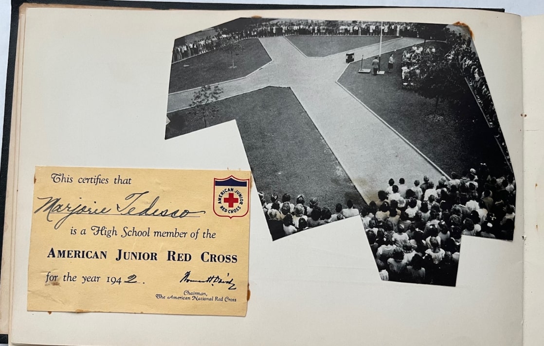 Photo: Red Cross page in school memory book. Credit: Gena Philibert-Ortega.