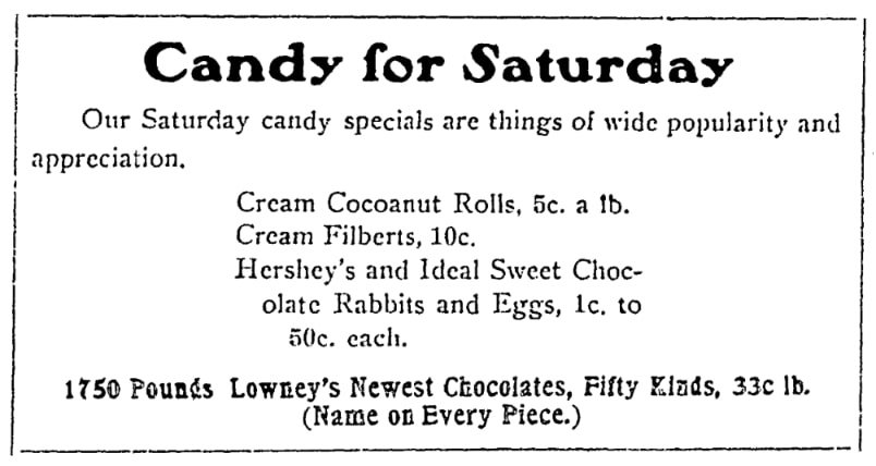An article about chocolate, Reading Eagle newspaper 18 March 1904