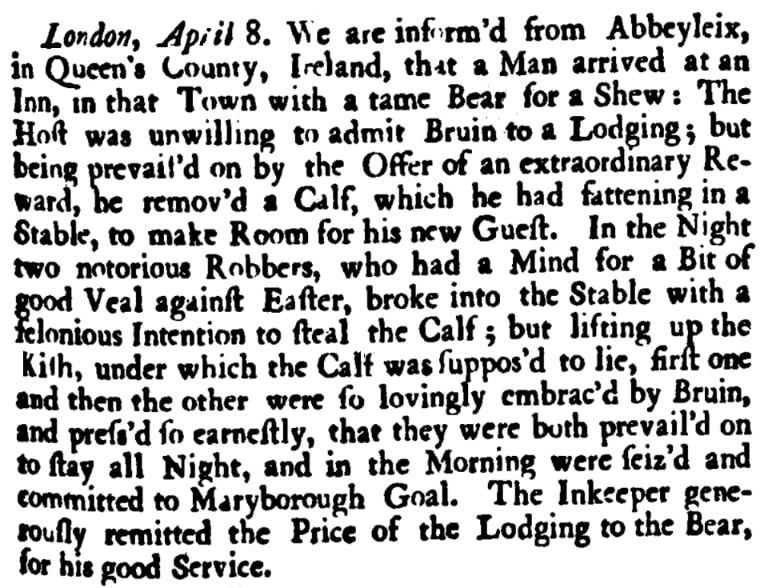 An article about Easter, Virginia Gazette newspaper 25 August 1738