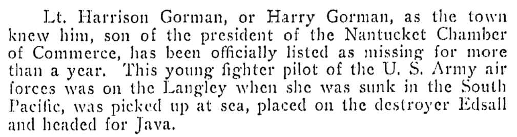 An article about Harrison Gorman, Boston Herald newspaper 14 June 1943