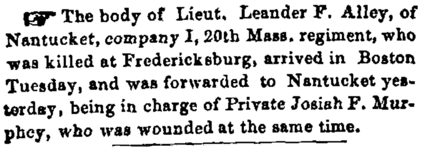 An article about Leander Alley, Evening Standard newspaper 26 December 1862