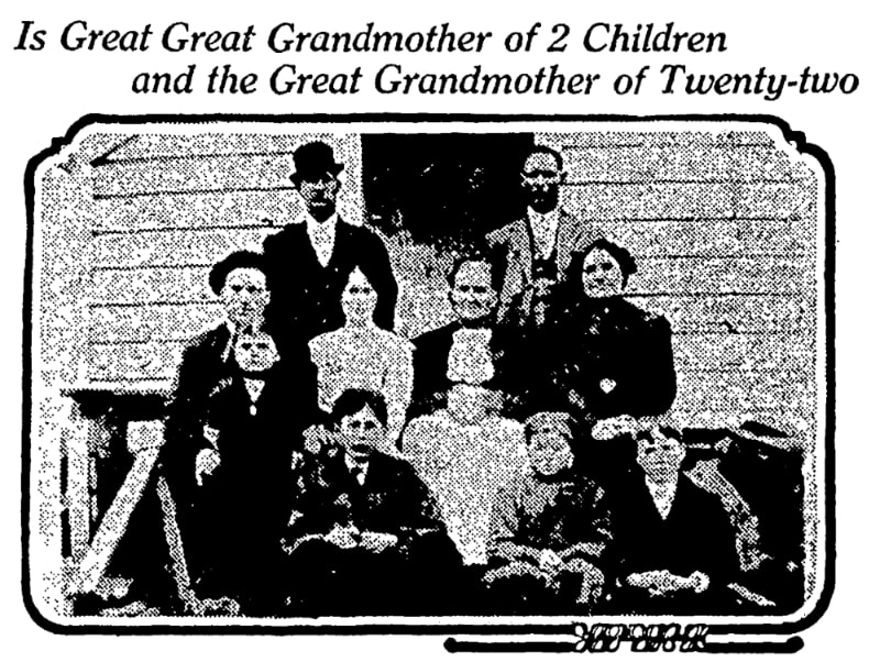 A photo from an article about four generations of the same family, Oregon Journal newspaper 3 March 1912