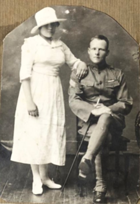 Photo: Sgt. Linwood Dorr Blair and Vera (Lunerom) Blair, identified as Cap and Mom Blair. Credit: Brisbane Library History Collection.