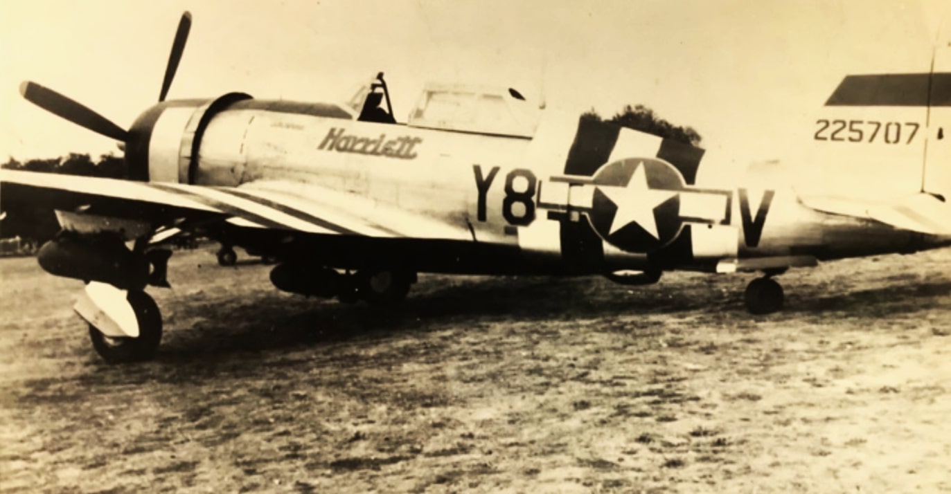 Photo: Captain Crocker’s P-47 “Harriett.” Credit: Katie Crocker.