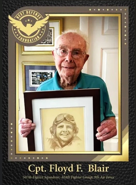 Photo: Captain Floyd F. Blair, 507th Fighter Squadron, 404th Fighter Group, 9th Air Force, who flew a P-47 under the code name “Ramblin’ Wreck.” Credit: Best Defense Foundation.