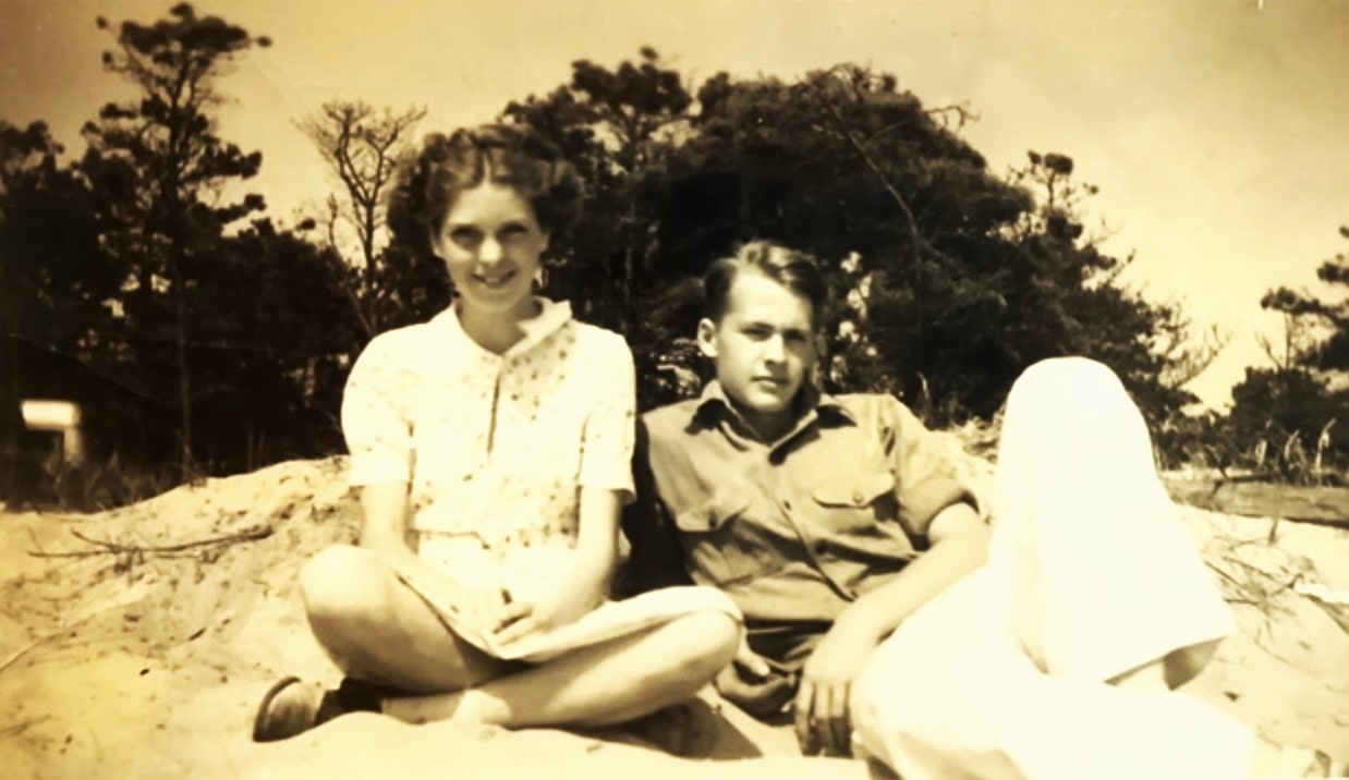 Photo: Harriet Jey Jones and Sherman Neil Crocker on the beach at Cape Cod. Credit: Katie Crocker.