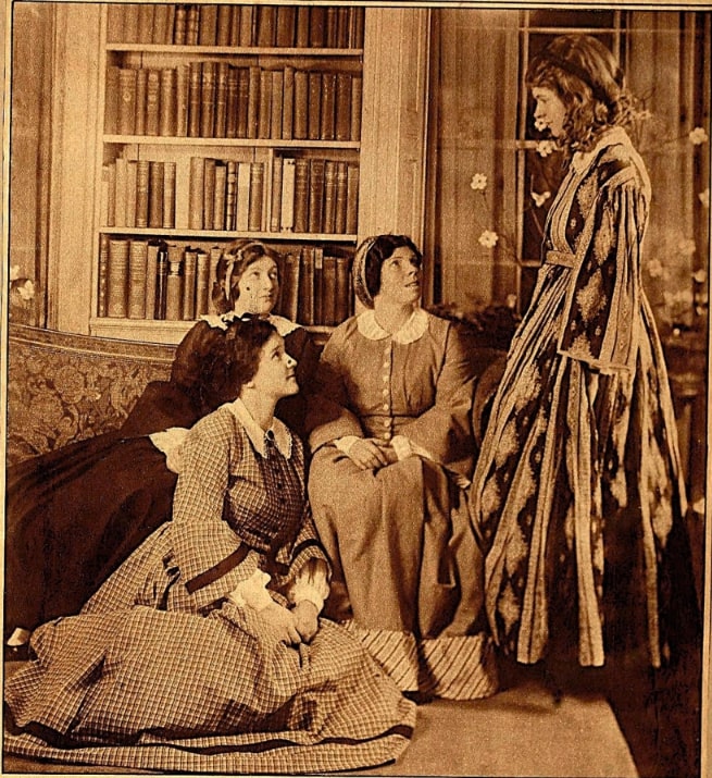 Photo: a portrayal of the central characters of the novel “Little Women.” Credit: manuscripts (with photographs); “Presented to the Town of Carlisle Through the Trustees of the Gleason Library, April 19, 1941,” written by Martha Fifield Wilkins of the First Religious Society; Gleason Public Library.