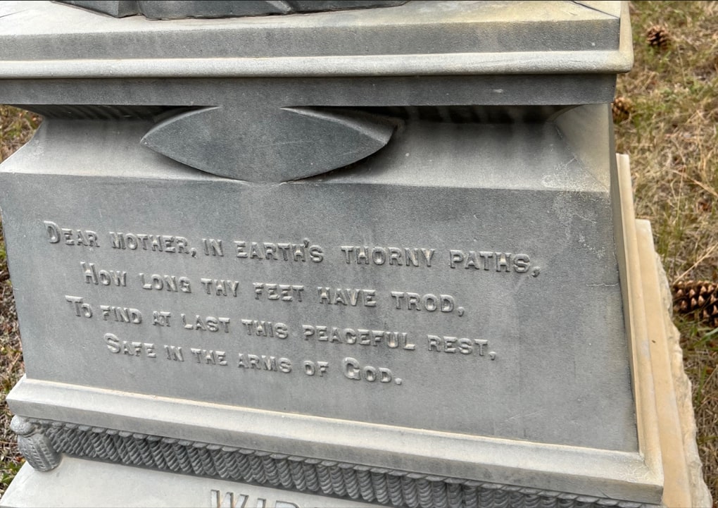 Photo: Greenwood Cemetery grave marker (back view), Upton, Wyoming. Credit: Gena Philibert-Ortega.