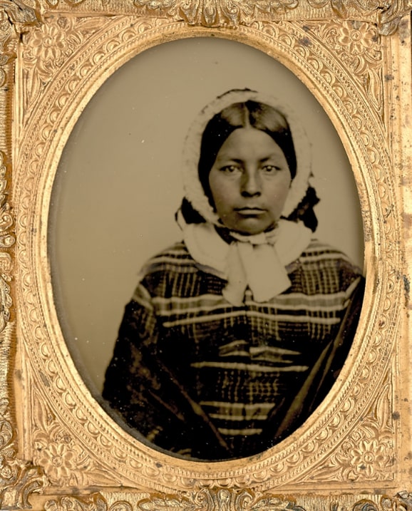 Photo: Rebecca C. Amos, 26 years old, taken in 1852. Credit: National Museum of the American Indian.