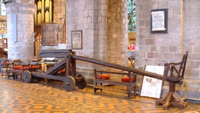 Photo: replica ducking stool at Leominster, England; last used in 1809. Credit: John Phillips; Wikimedia Commons.