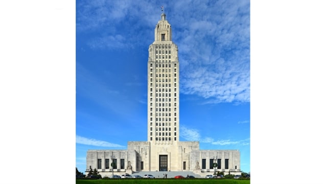 Photo: the Louisiana State Capitol in Baton Rouge, the tallest state capitol building in the United States. Credit: Chrismiceli; Wikimedia Commons.